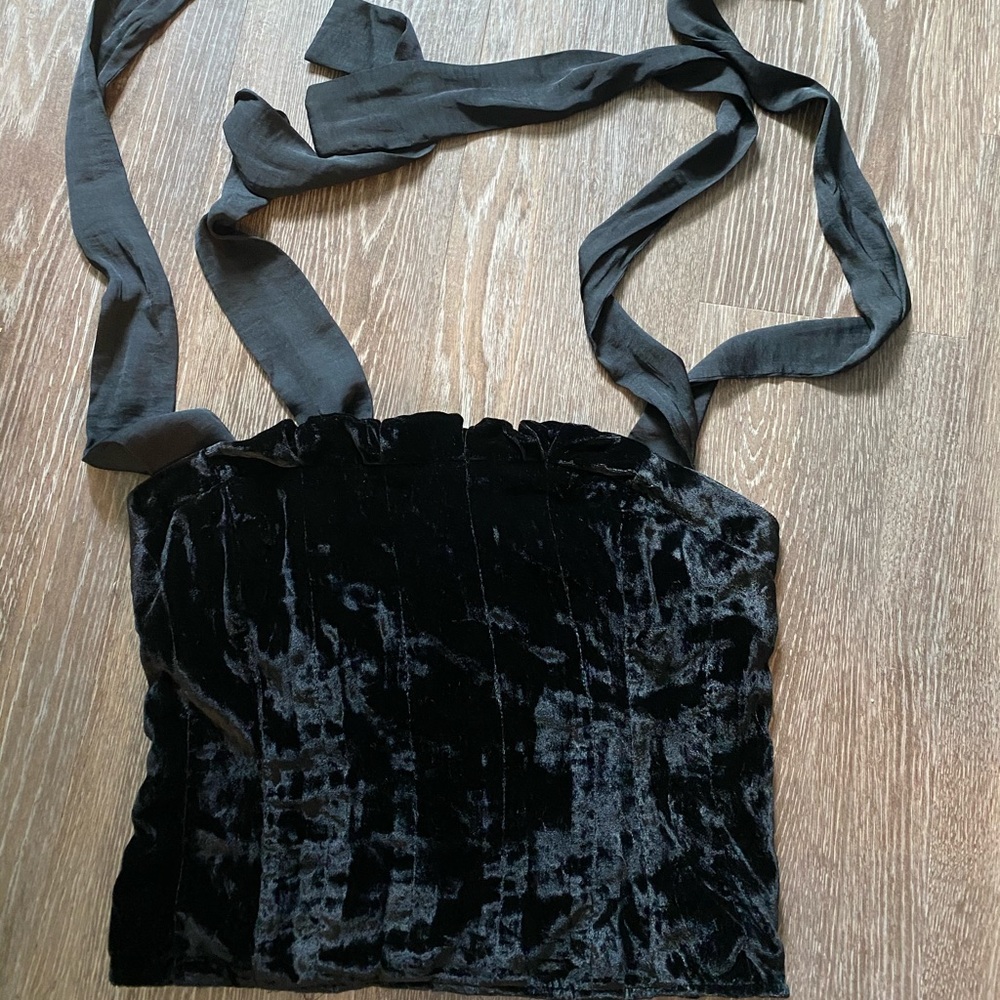 Free People Dahlila Tie Sleeve Velvet Top